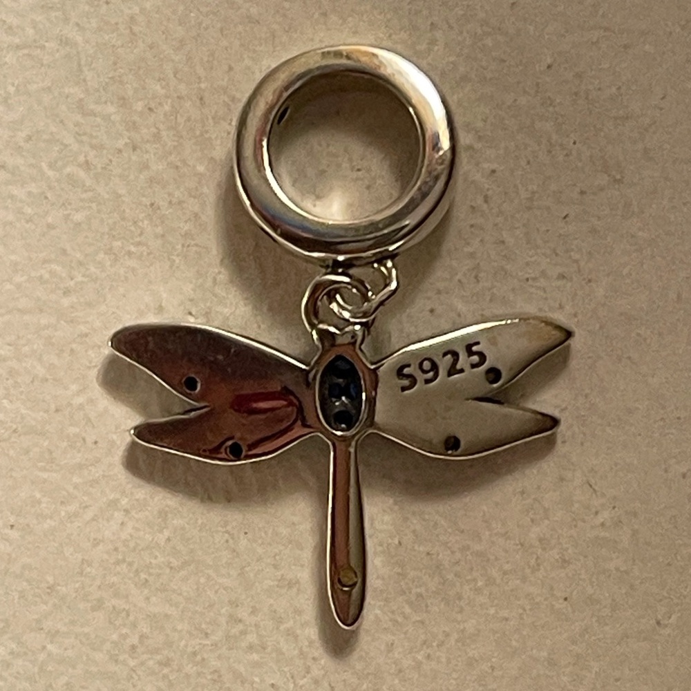 Bracelet Charm Dragonfly Green Wings with Rhinestones - Picture 5 of 7
